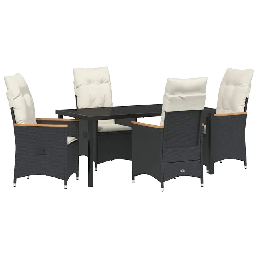 Ensemble de salle à manger pour jardin 5 pcs Noir polyrotin - 2