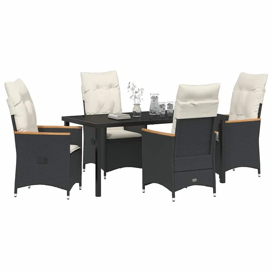 Ensemble de salle à manger pour jardin 5 pcs Noir polyrotin - 3