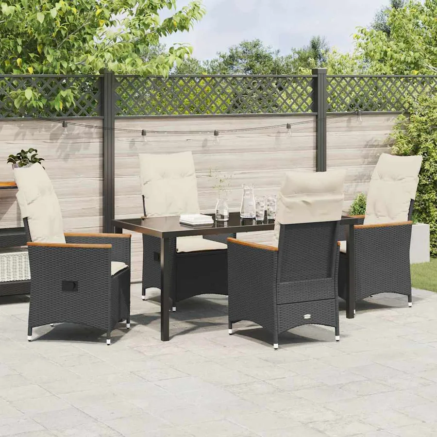 Ensemble de salle à manger pour jardin 5 pcs Noir polyrotin - 4