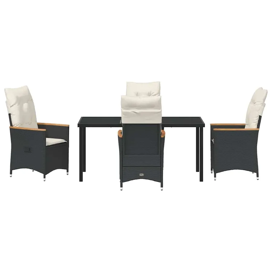 Ensemble de salle à manger pour jardin 5 pcs Noir polyrotin - 7