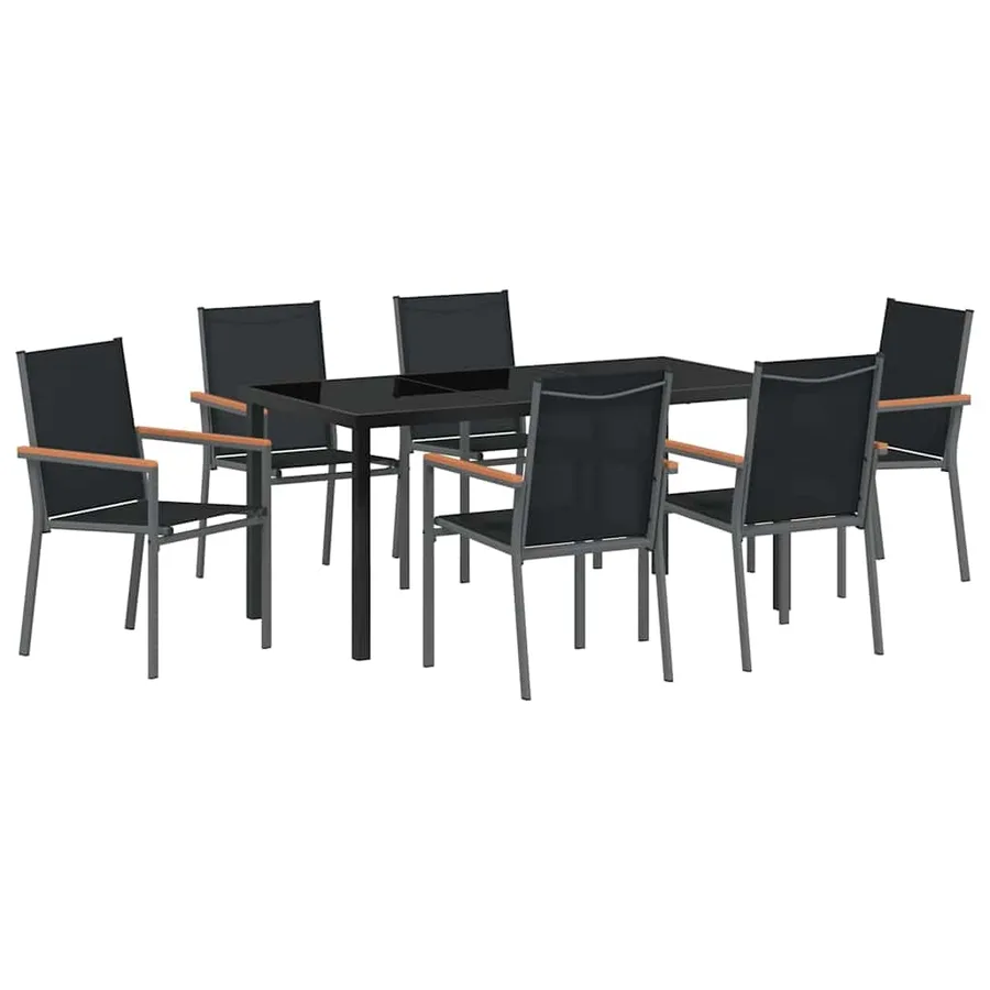 Ensemble de salle à manger pour jardin 7 pcs Noir - 2