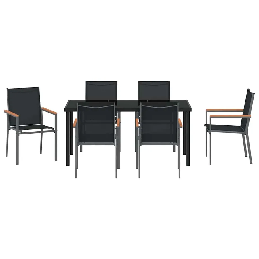 Ensemble de salle à manger pour jardin 7 pcs Noir - 7
