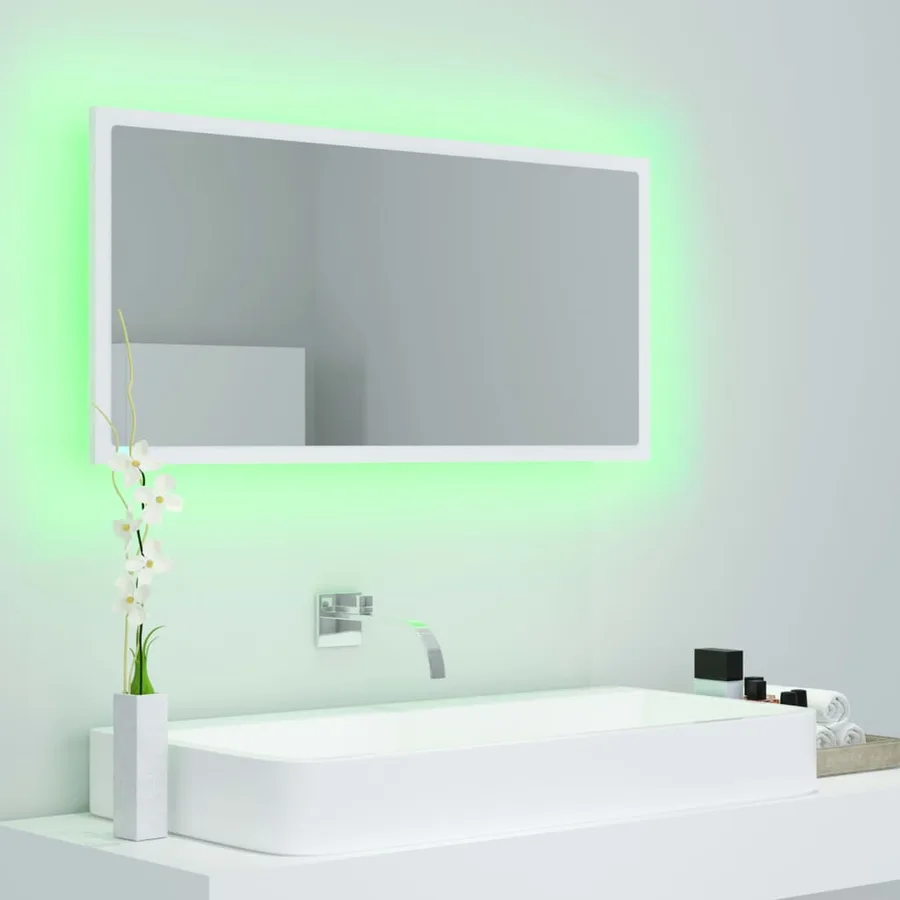 Miroir à LED de salle de bain Blanc 90x8,5x37 cm Acrylique - 10