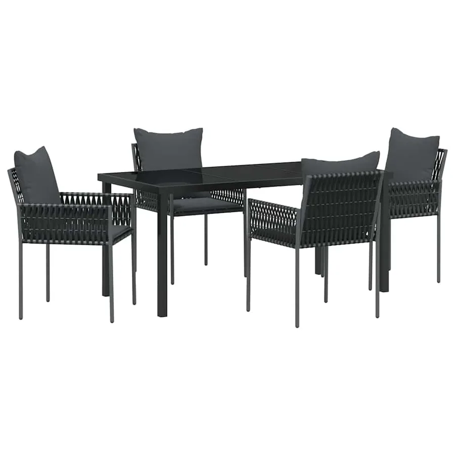 Ensemble de salle à manger pour jardin 5 pcs Noir et gris - 2