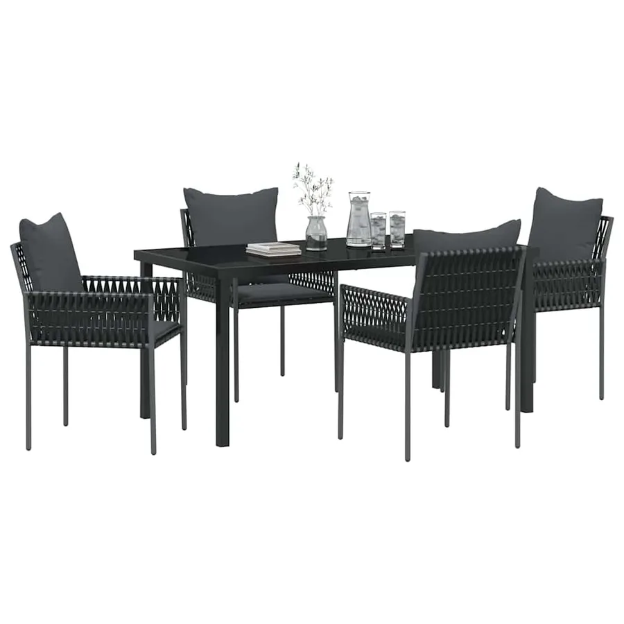 Ensemble de salle à manger pour jardin 5 pcs Noir et gris - 3