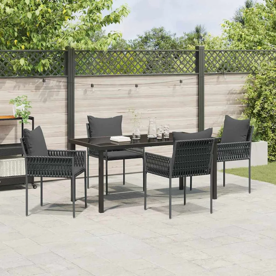 Ensemble de salle à manger pour jardin 5 pcs Noir et gris - 4