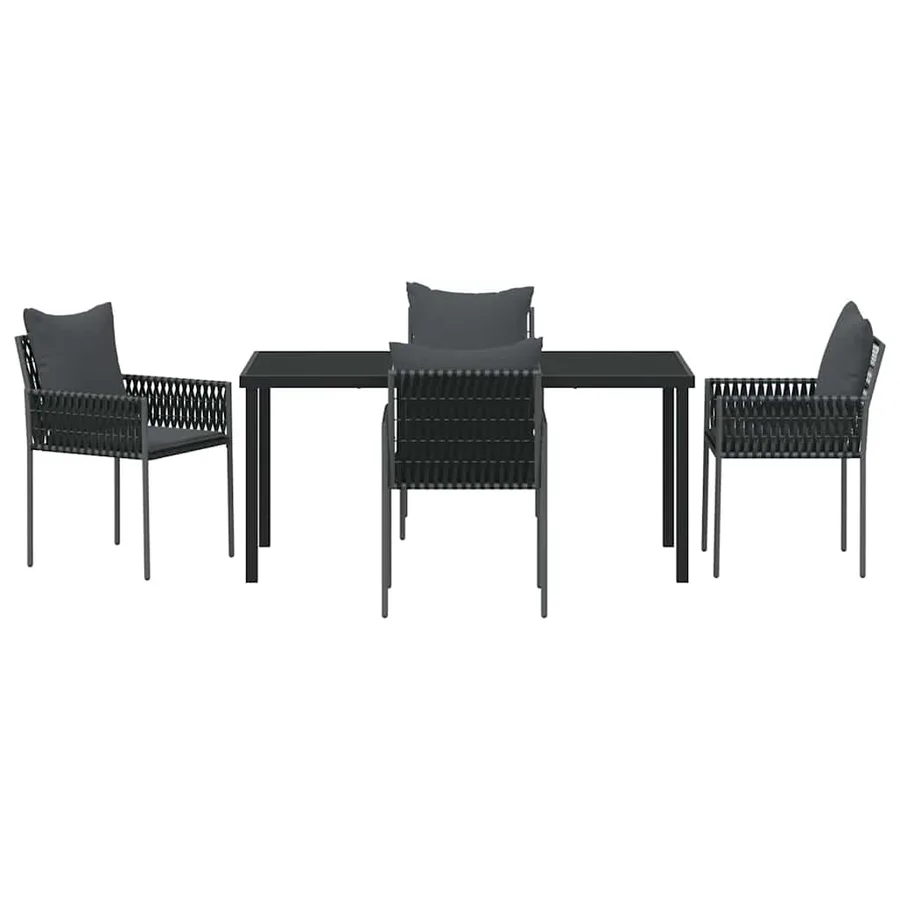 Ensemble de salle à manger pour jardin 5 pcs Noir et gris - 7
