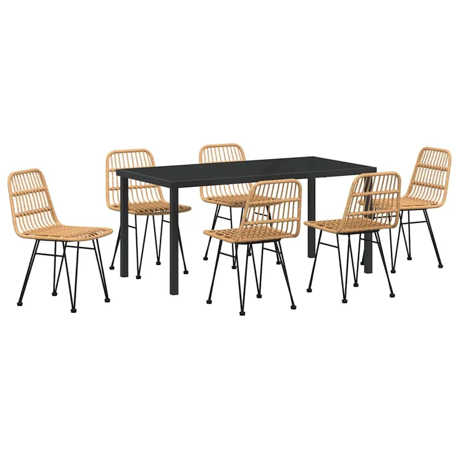 Ensemble de salle à manger pour jardin 7 pcs Marron - 2
