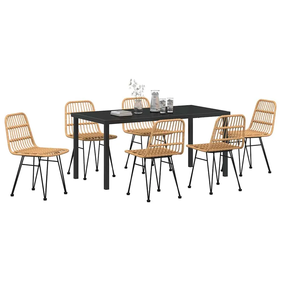 Ensemble de salle à manger pour jardin 7 pcs Marron - 3