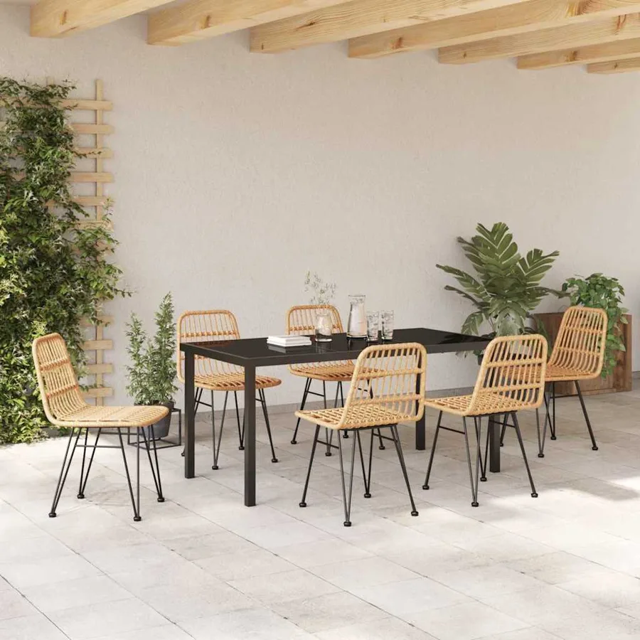 Ensemble de salle à manger pour jardin 7 pcs Marron - 4