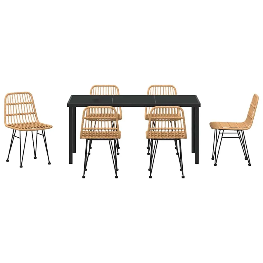 Ensemble de salle à manger pour jardin 7 pcs Marron - 7