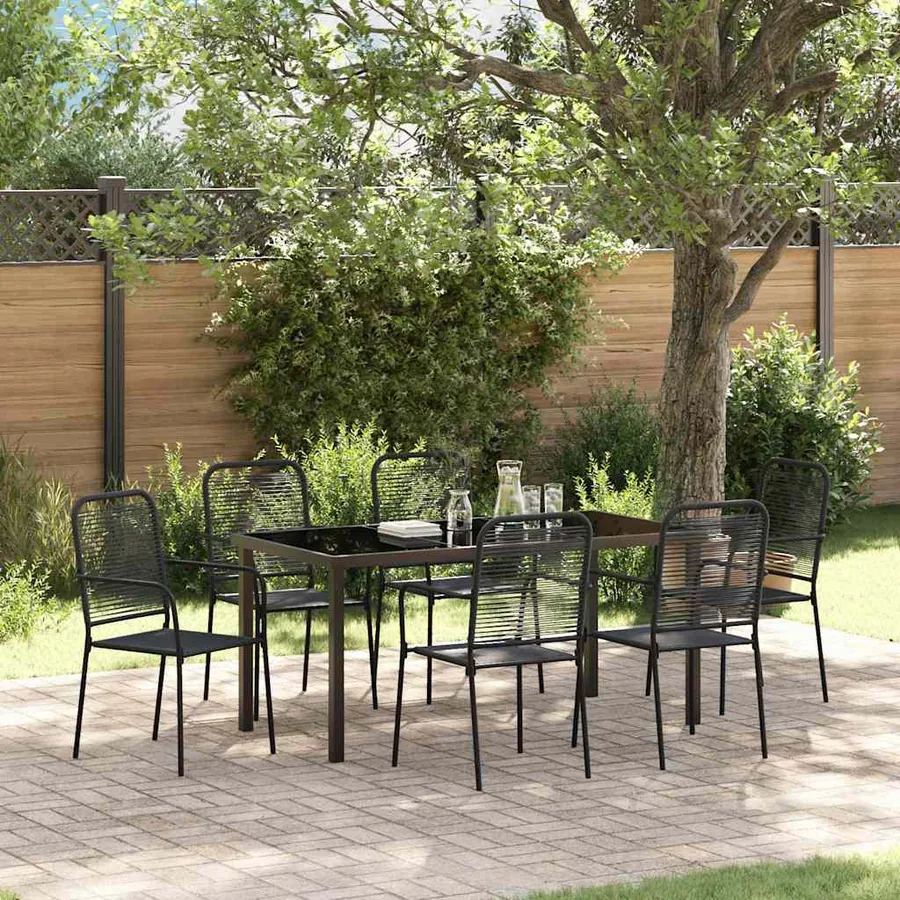 Ensemble de salle à manger pour jardin 7 pcs Noir