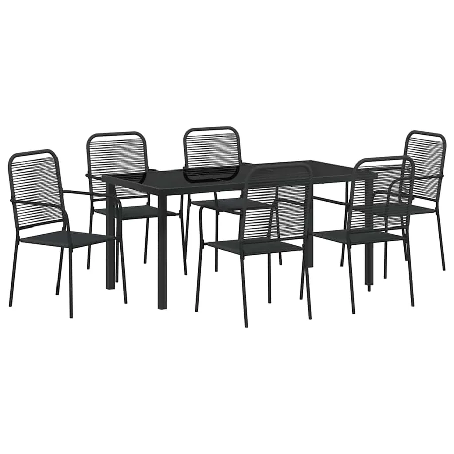 Ensemble de salle à manger pour jardin 7 pcs Noir - 2