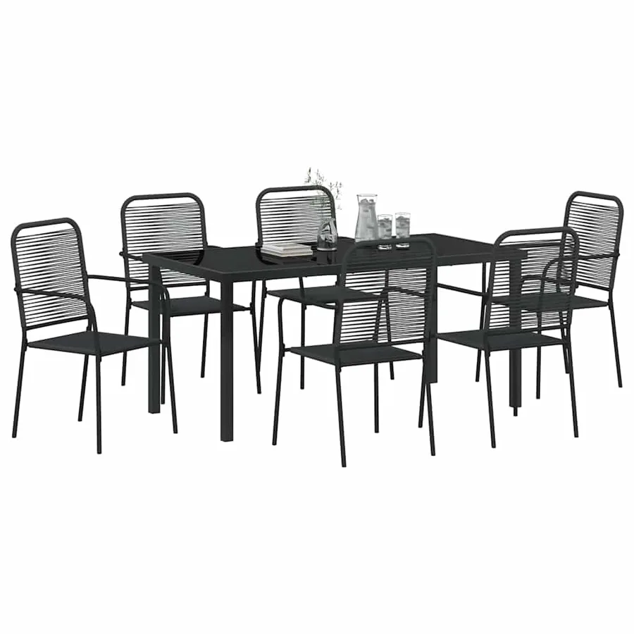 Ensemble de salle à manger pour jardin 7 pcs Noir - 3