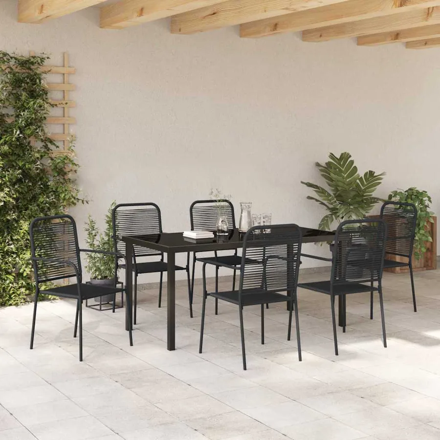 Ensemble de salle à manger pour jardin 7 pcs Noir - 4