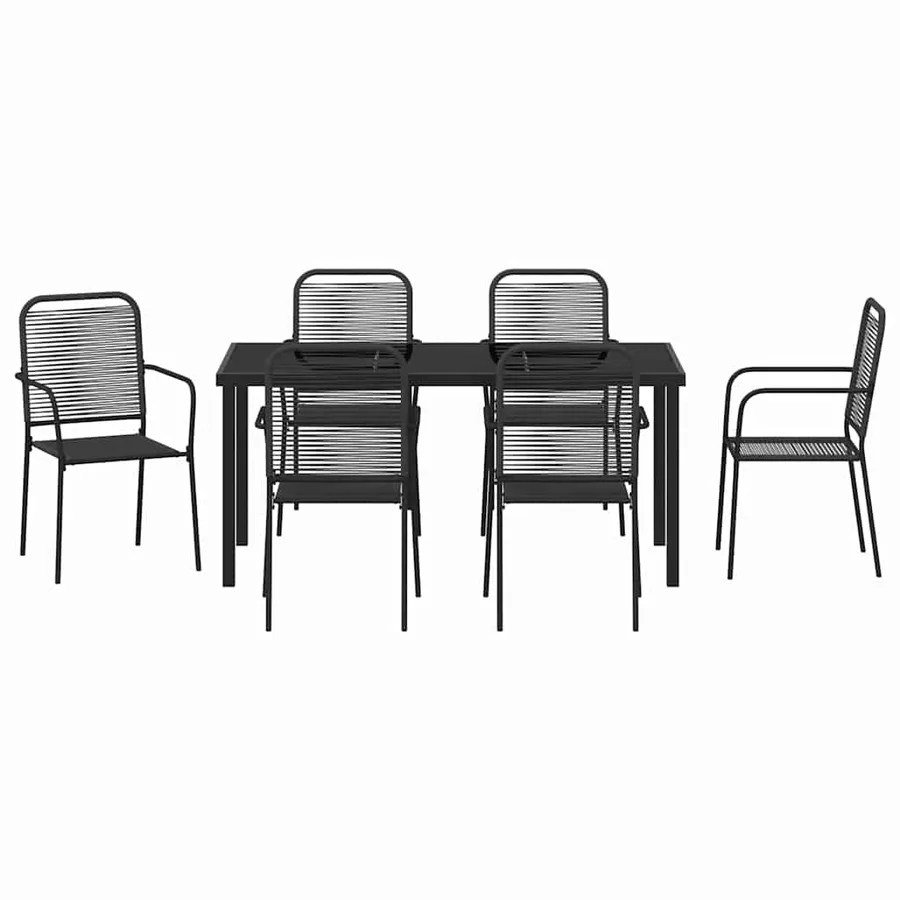 Ensemble de salle à manger pour jardin 7 pcs Noir - 7