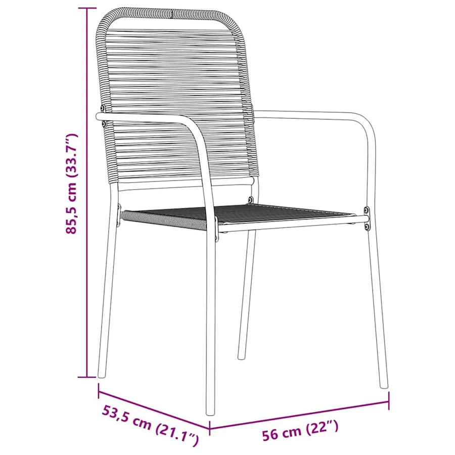 Ensemble de salle à manger pour jardin 7 pcs Noir - 8