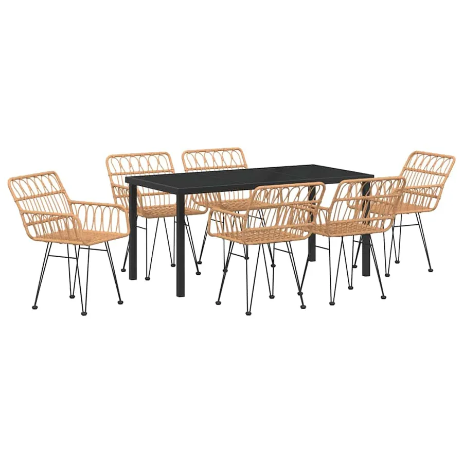 Ensemble de salle à manger pour jardin 7 pcs Marron - 2
