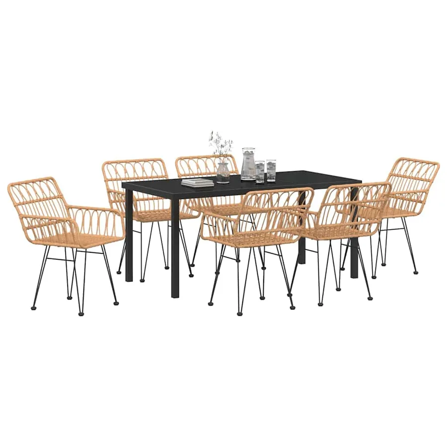 Ensemble de salle à manger pour jardin 7 pcs Marron - 3
