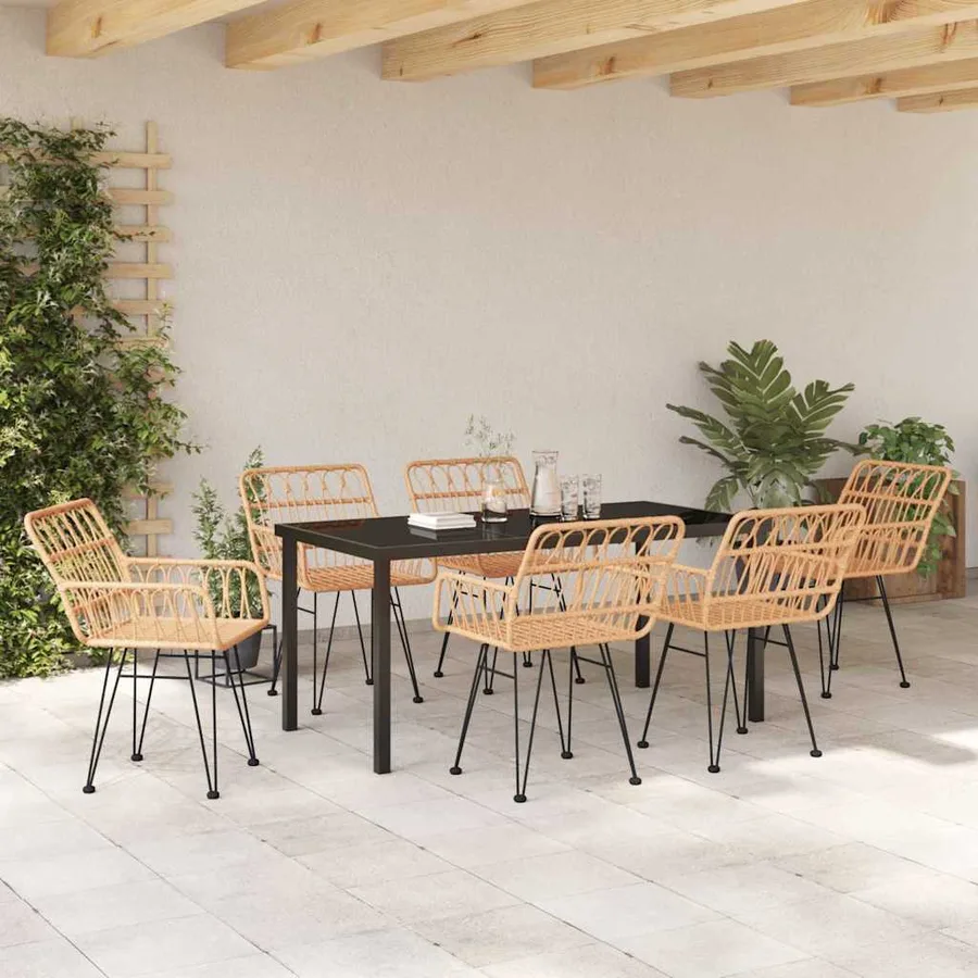 Ensemble de salle à manger pour jardin 7 pcs Marron - 4