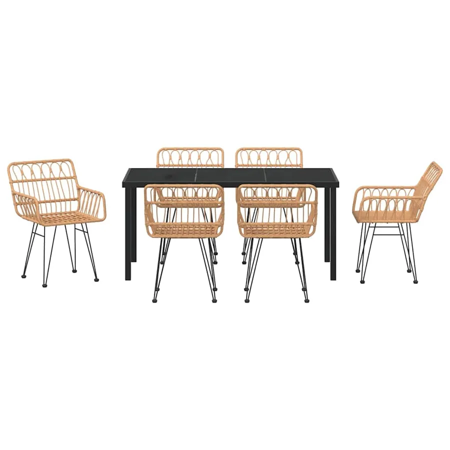 Ensemble de salle à manger pour jardin 7 pcs Marron - 7
