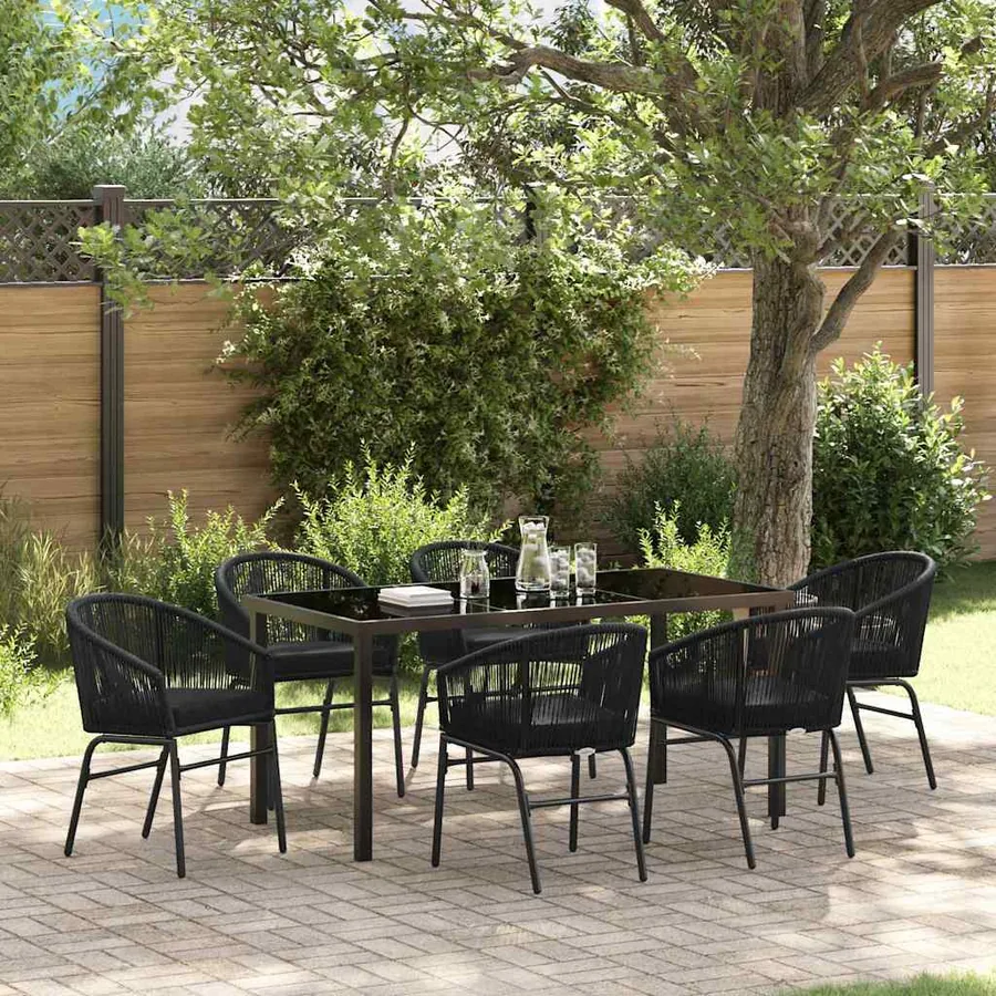 Ensemble de salle à manger pour jardin 7 pcs Noir