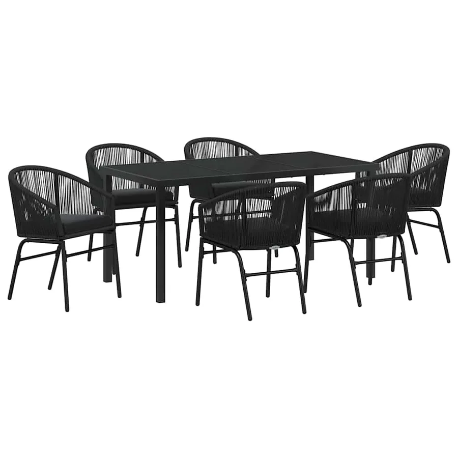 Ensemble de salle à manger pour jardin 7 pcs Noir - 2
