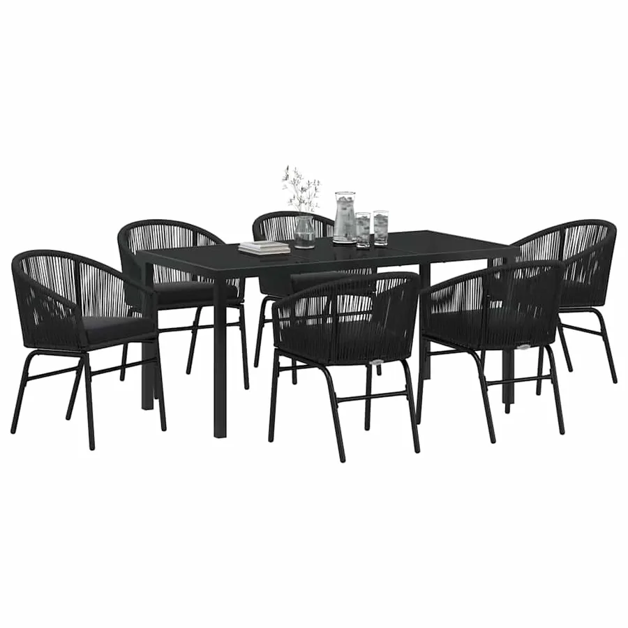 Ensemble de salle à manger pour jardin 7 pcs Noir - 3