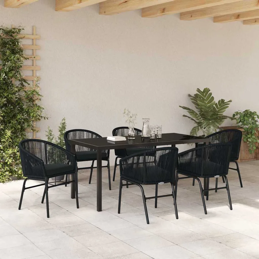 Ensemble de salle à manger pour jardin 7 pcs Noir - 4