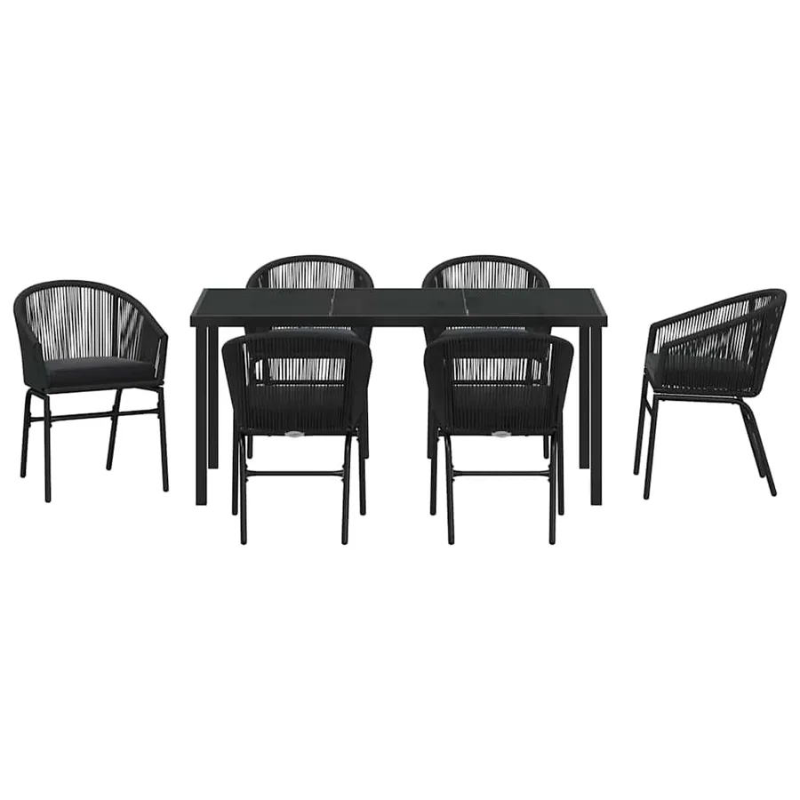 Ensemble de salle à manger pour jardin 7 pcs Noir - 7