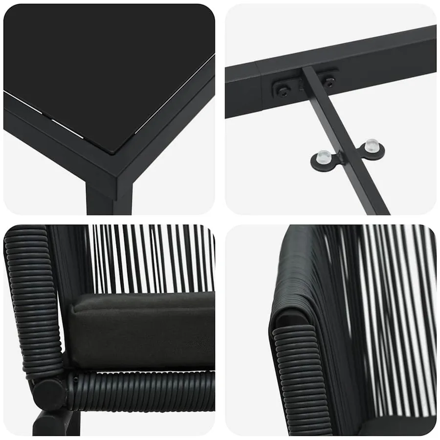 Ensemble de salle à manger pour jardin 7 pcs Noir - 9