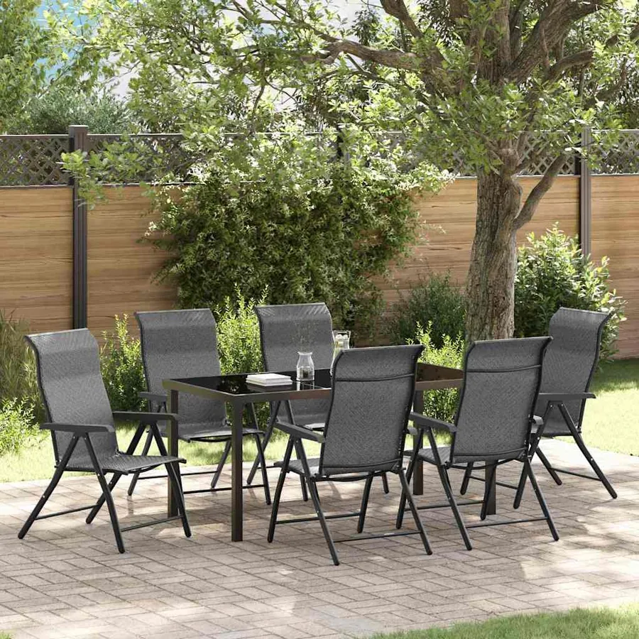 Ensemble de salle à manger pour jardin 7 pcs Gris