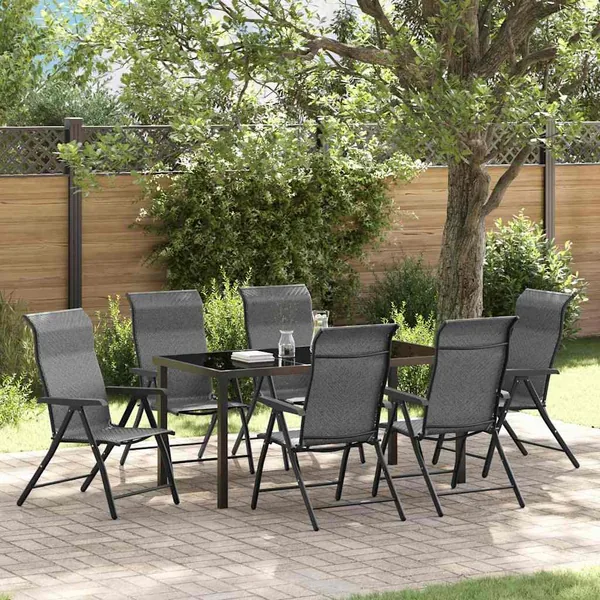 Ensemble de salle à manger pour jardin 7 pcs Gris