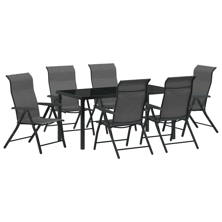 Ensemble de salle à manger pour jardin 7 pcs Gris - 2