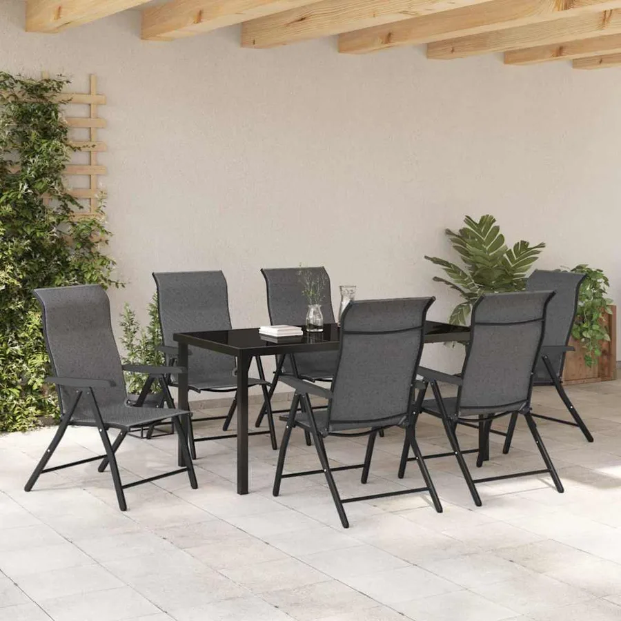 Ensemble de salle à manger pour jardin 7 pcs Gris - 4