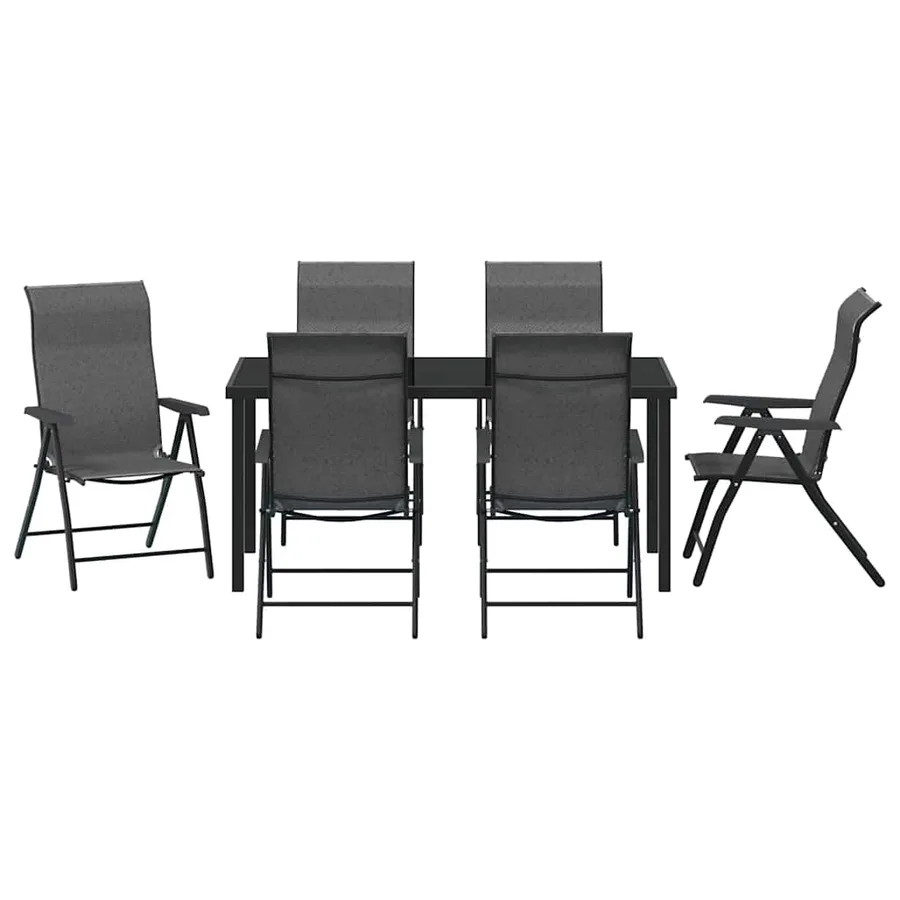 Ensemble de salle à manger pour jardin 7 pcs Gris - 7