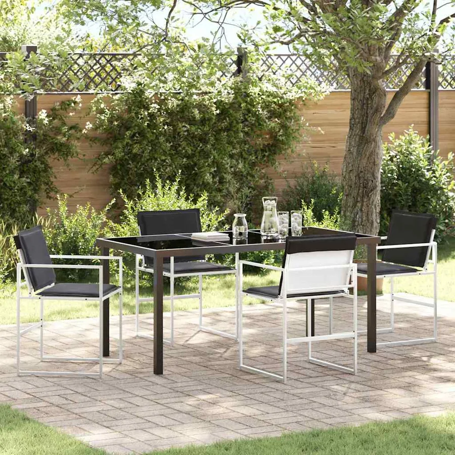 Ensemble de salle à manger pour jardin 5 pcs Blanc