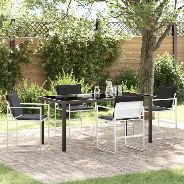 Ensemble de salle à manger pour jardin 5 pcs Blanc