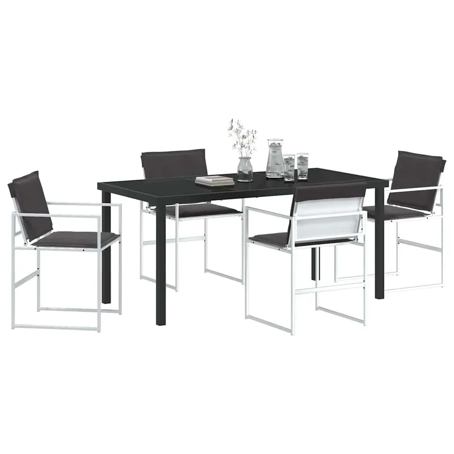Ensemble de salle à manger pour jardin 5 pcs Blanc - 3