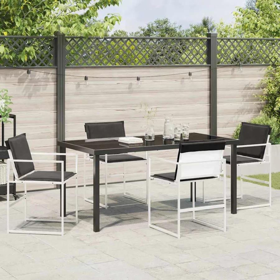 Ensemble de salle à manger pour jardin 5 pcs Blanc - 4