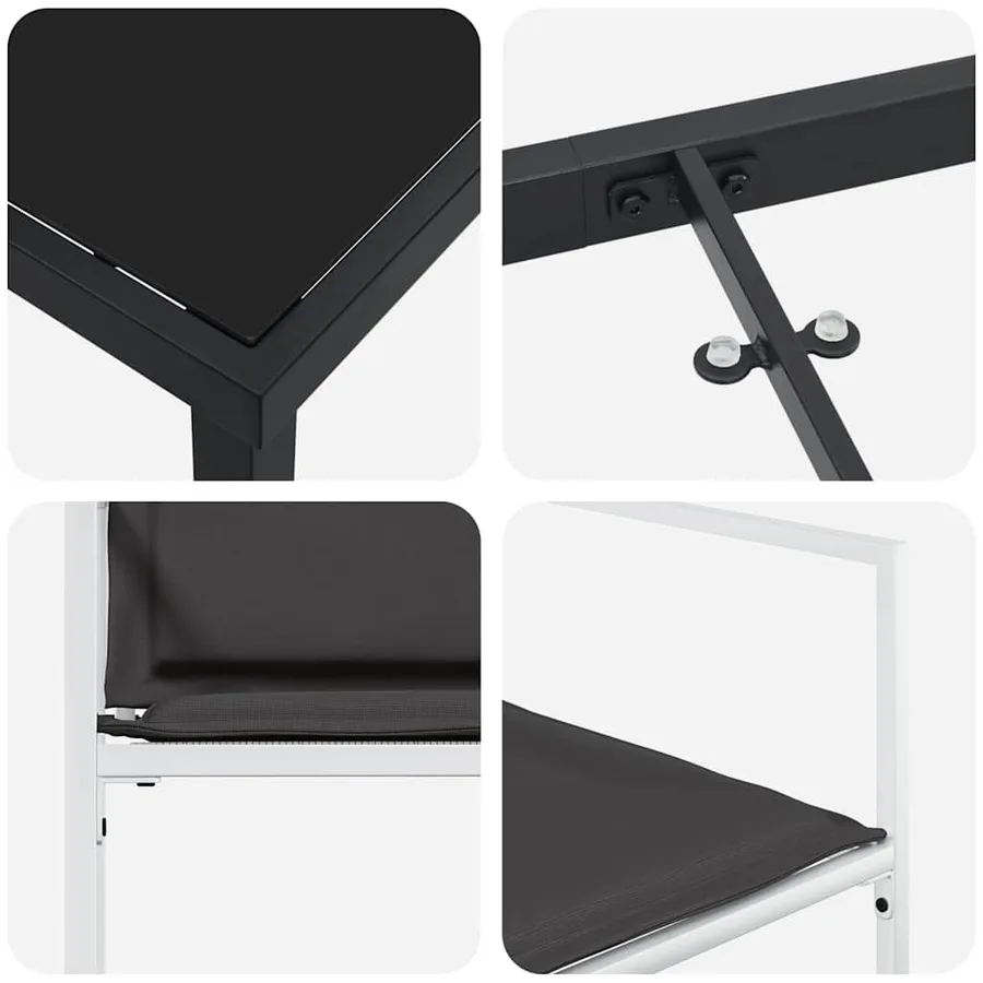 Ensemble de salle à manger pour jardin 5 pcs Blanc - 9