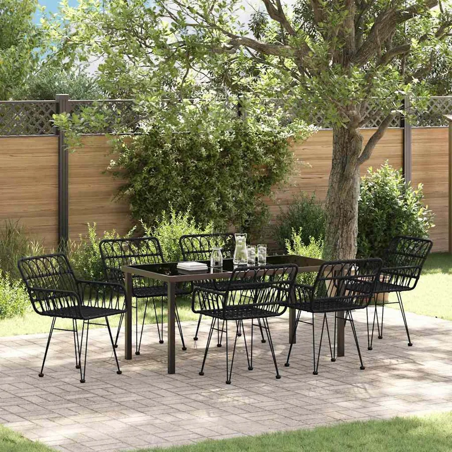 Ensemble de salle à manger pour jardin 7 pcs Noir