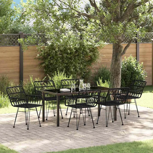 Ensemble de salle à manger pour jardin 7 pcs Noir