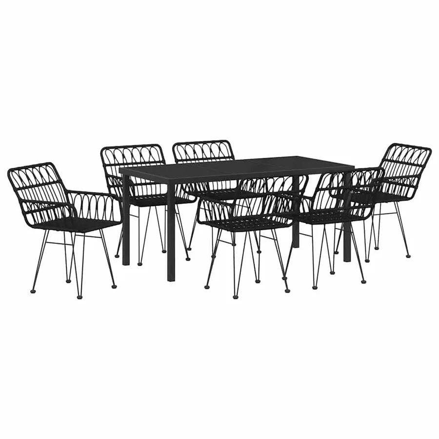 Ensemble de salle à manger pour jardin 7 pcs Noir - 2