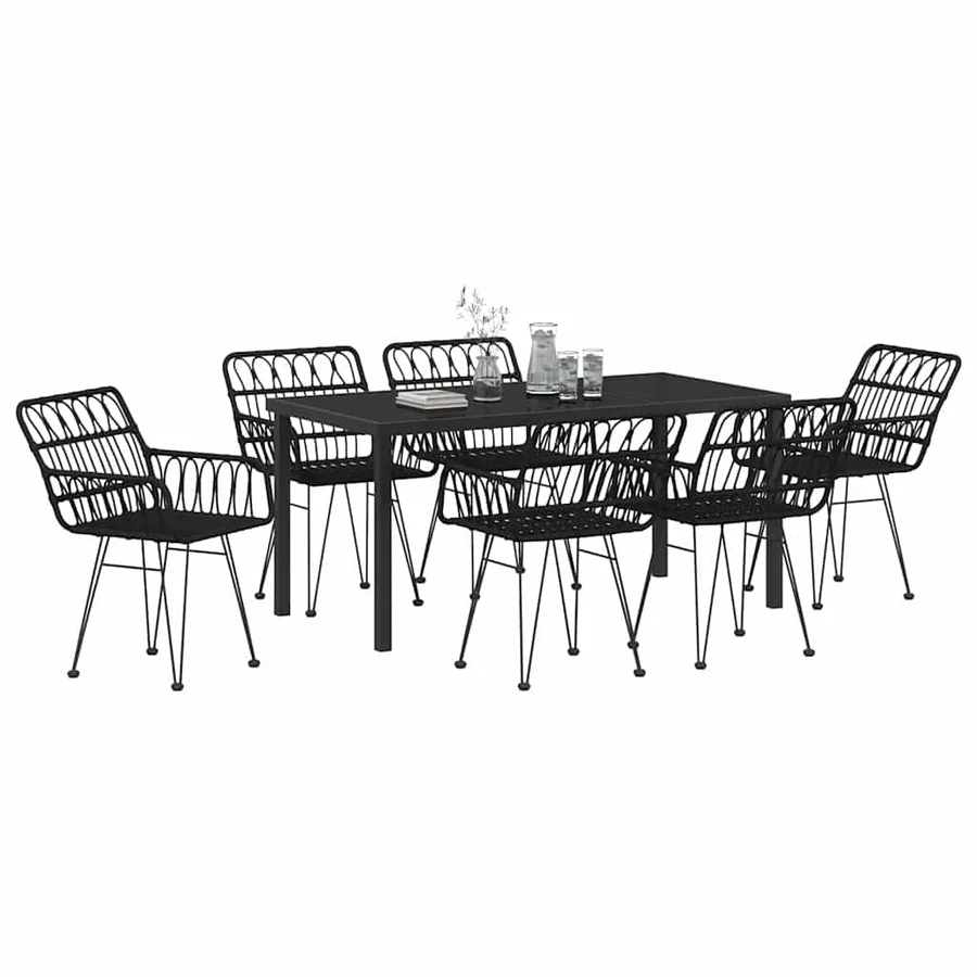 Ensemble de salle à manger pour jardin 7 pcs Noir - 3