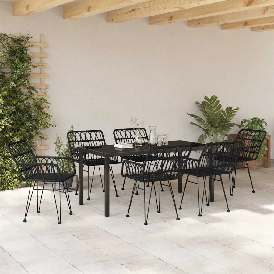 Ensemble de salle à manger pour jardin 7 pcs Noir - 4