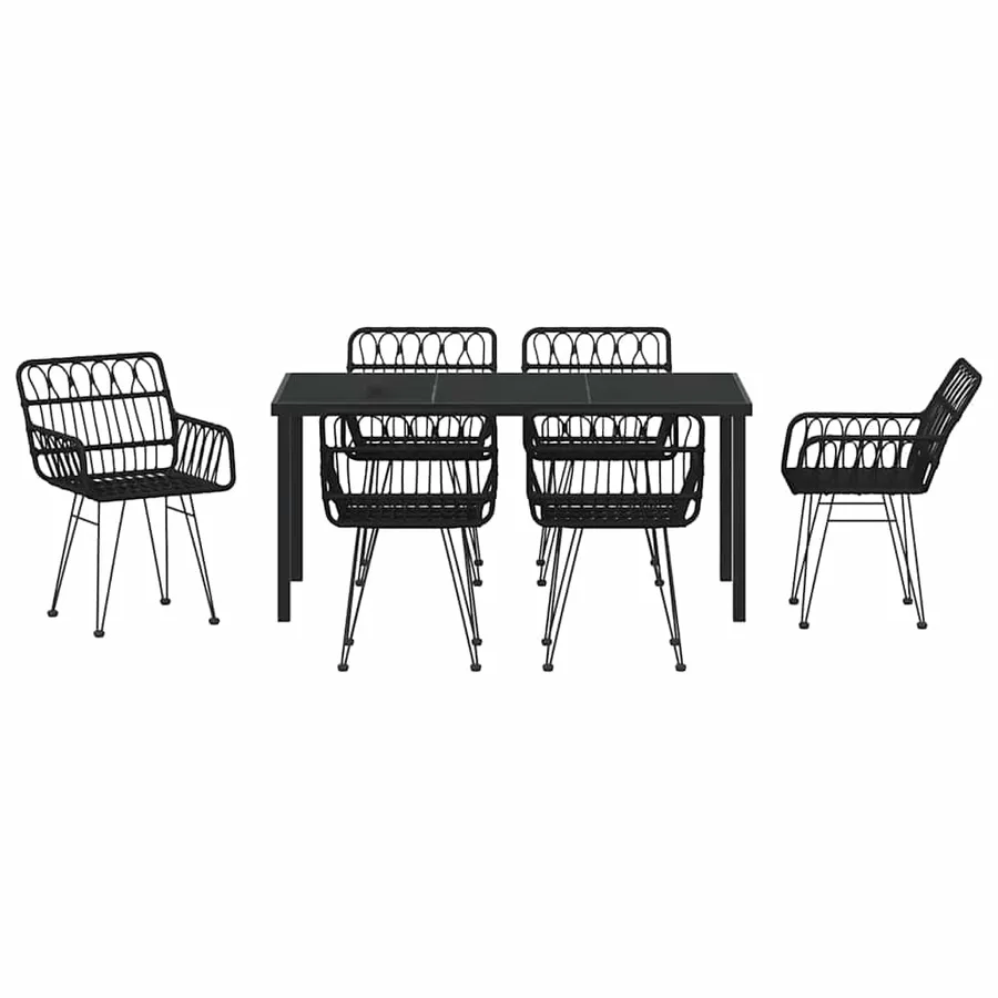 Ensemble de salle à manger pour jardin 7 pcs Noir - 7