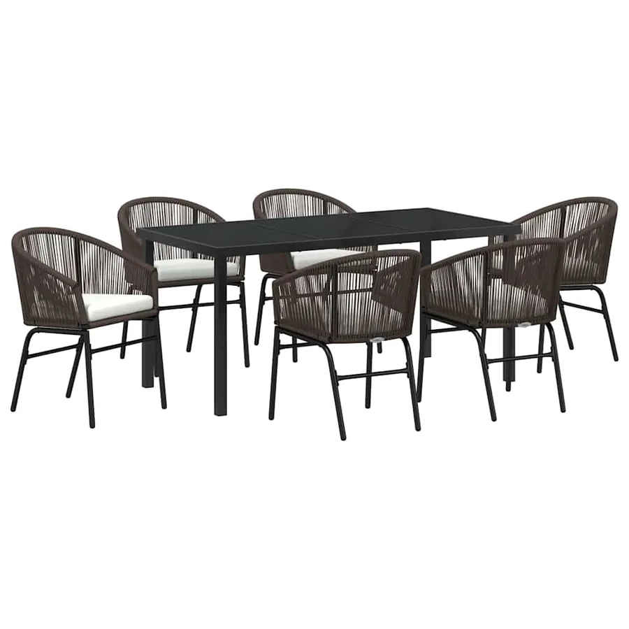Ensemble de salle à manger pour jardin 7 pcs Marron - 2