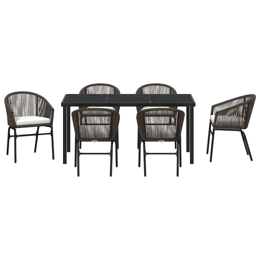 Ensemble de salle à manger pour jardin 7 pcs Marron - 7