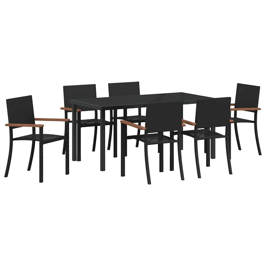Ensemble de salle à manger pour jardin 7 pcs Noir - 2